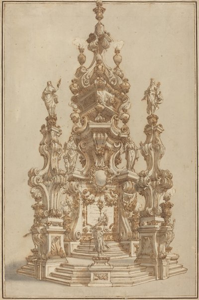Wspaniały katafalk dla zmarłego szlachcica autorstwa Francesco Galli Bibiena