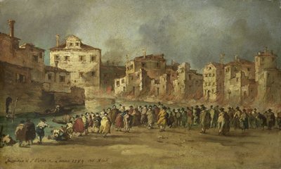 Pożar w dzielnicy San Marcuola w Wenecji, 28 listopada 1789 autorstwa Francesco Guardi (copy after)