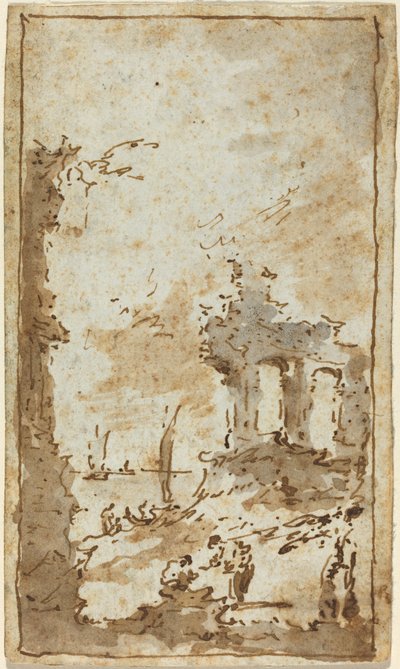 Capriccio ruin nad laguną autorstwa Francesco Guardi