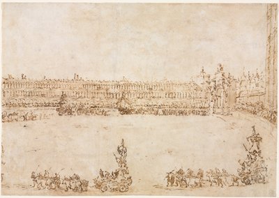Procesja triumfalnych samochodów na Piazza San Marco w Wenecji, świętująca wizytę..., 1782. autorstwa Francesco Guardi