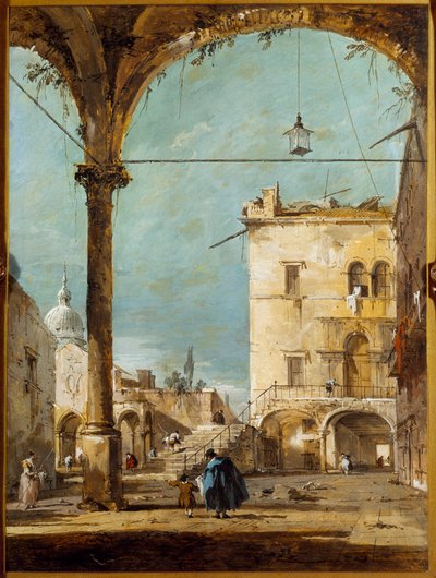 Portyk w Wenecji Obraz Francesco Guardi (1712-1793) XVIII-wieczny Paryż, Musee Jacquemart Andre autorstwa Francesco Guardi
