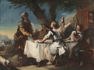 Abraham witający trzech aniołów, lata 50. XVIII wieku. autorstwa Francesco Guardi