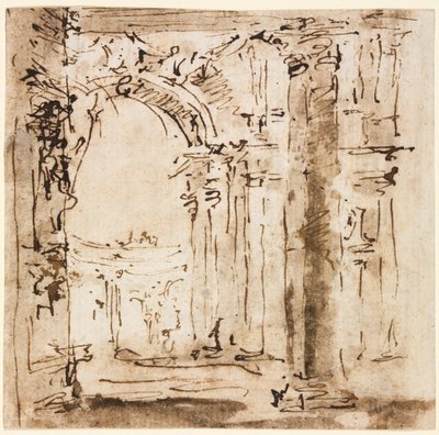 Para rysunków: Szkic labiryntu willi Pisani i Piazza San Marco z Pałacem Dożów autorstwa Francesco Guardi
