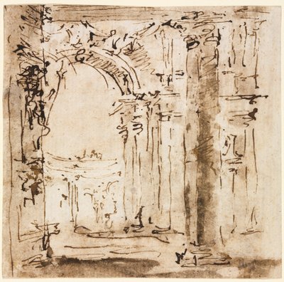 Para rysunków: Szkic labiryntu willi Pisani i Piazza San Marco..., 1773-1778. autorstwa Francesco Guardi