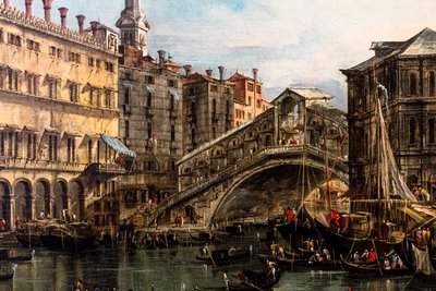 Most Rialto, detal, po 1754 (olej na płótnie) autorstwa Francesco Guardi