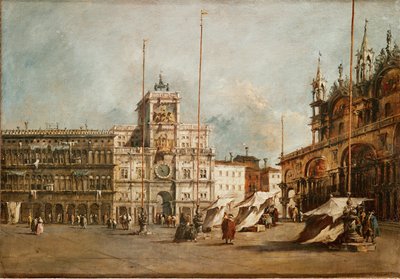 San Marco, Wenecja, z wieżą zegarową (olej na płótnie) autorstwa Francesco Guardi