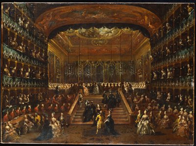 Kolacja i bal w Teatro San Benedetto Venice na cześć Conti Del Nord, 22 stycznia 1782 autorstwa Francesco Guardi