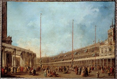 Doża Wenecji podąża za procesją Corpus domini piazza San Marco (Plac św. Marka). Jest to prawdopodobnie Doża Alviso IV Mocenigo (1763-1778). Obraz Francesco Guardi (1712-1793) 1766-1770 Nd. 0,67x1m autorstwa Francesco Guardi