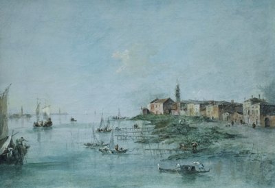 Kanał Giudecca z kościołem św. Marty, ok. 170-80 (olej na płótnie) autorstwa Francesco Guardi