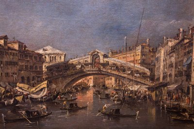 Most Rialto w Wenecji, 1760 (olej na płótnie) autorstwa Francesco Guardi