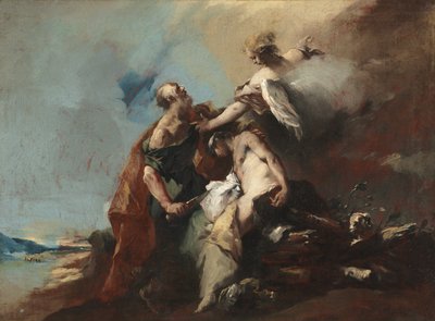 Ofiara Izaaka, Tobiasza i Anioła, Aniołowie ukazujący się Abrahamowi, Abraham witający Trzech Aniołów (seria obrazów) autorstwa Francesco Guardi