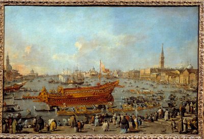 Wyjazd Bucentaura (Bucentoro) w kierunku Lido w Wenecji w dniu Wniebowstąpienia Malarstwo Francesco Guardi (1712-1793) 1766-1770 Nd. 0,66x1,01 m - Wyjazd Bucentaura (Bucentoro) do Lido w Wenecji na uroczystość Wniebowstąpienia. Pai autorstwa Francesco Guardi