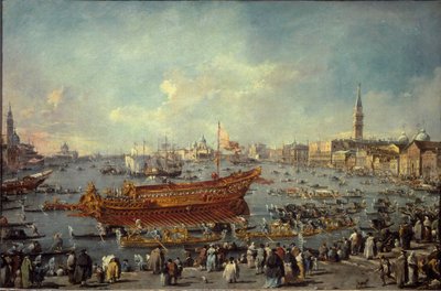 Wyjazd Bucentaura do Lido w Wenecji na ceremonię Wniebowstąpienia (olej na płótnie) autorstwa Francesco Guardi
