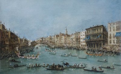 Wielki kanał w pobliżu mostu Rialto autorstwa Francesco Guardi
