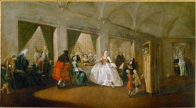 Parlatorio, parlatorium zakonnic z San Zaccaria, Wenecja (olej na płótnie) autorstwa Francesco Guardi