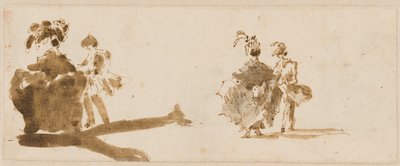 Dwie eleganckie pary [verso] autorstwa Francesco Guardi