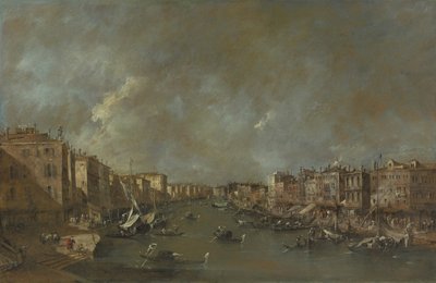 Widok na Canal Grande z Ponte di Rialto, po 1775 autorstwa Francesco Guardi
