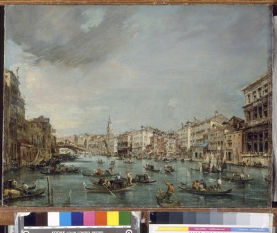 Widok na Canal Grande w kierunku Rialto z Palazzo Grimani i Palazzo Manin autorstwa Francesco Guardi