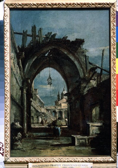 ""Widok Wenecji"" Ruiny na pierwszym planie. Obraz Francesco Guardi (1712-1793) około 1770 Muzeum Puszkina autorstwa Francesco Guardi