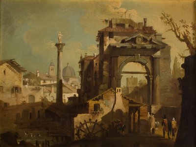 Widok włoskiego miasta autorstwa Francesco Guardi