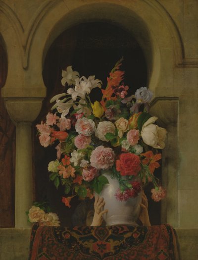 Wazon z kwiatami na oknie haremu, 1881 autorstwa Francesco Hayez