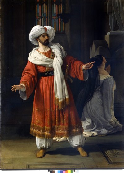 Giovanni David (Davide) Włoski tenor w „Arabach w Galii” Giovanniego Paciniego (1796 - 1867). Malarstwo Hayez autorstwa Francesco Hayez