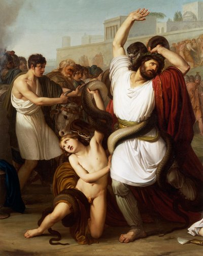 Włochy, Mediolan, Obraz przedstawiający trojańskiego księdza Laokoona, detal autorstwa Francesco Hayez