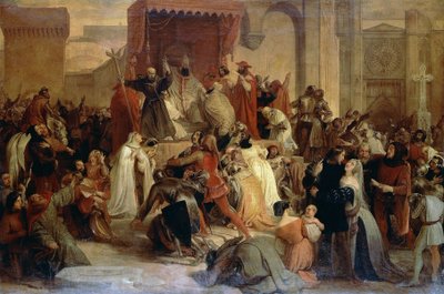 Papież Urban II głosił pierwszą krucjatę na placu w Clermont autorstwa Francesco Hayez