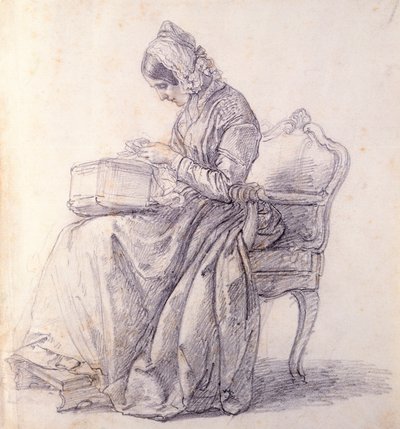 Portret żony, Francesco Hayez (1791-1882), rysunek autorstwa Francesco Hayez