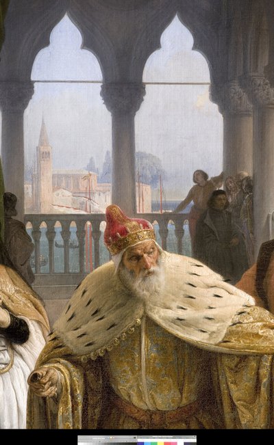 Ostatnie spotkanie Jacopo Foscariego z rodziną przed wygnaniem, 1838-40 (detal 3497466) autorstwa Francesco Hayez