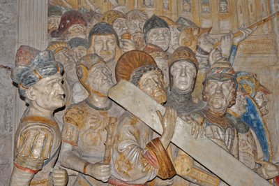 Francja, Awinion, Palace des Papes (1334), marmurowa rzeźba drogi krzyżowej z klasztoru celestynów w Awinionie autorstwa Francesco Laurana (oddana do użytku 1478) autorstwa Francesco Laurana