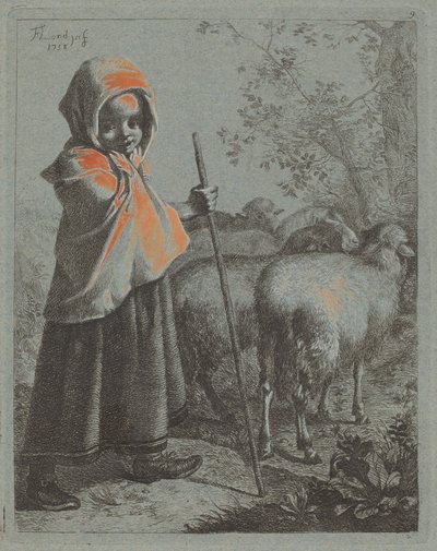 Dziecko pasterki ze stadem, 1758. autorstwa Francesco Londonio