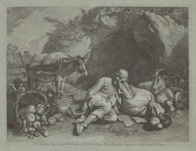 Stary człowiek oparty o worek, prawdopodobnie po 1767 r. autorstwa Francesco Londonio