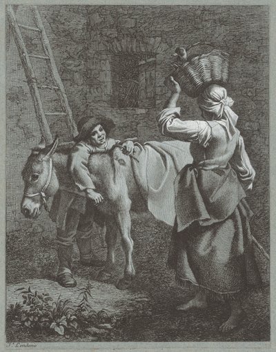 Pasterz rozmawiający z dziewczyną z farmy, 1764. autorstwa Francesco Londonio
