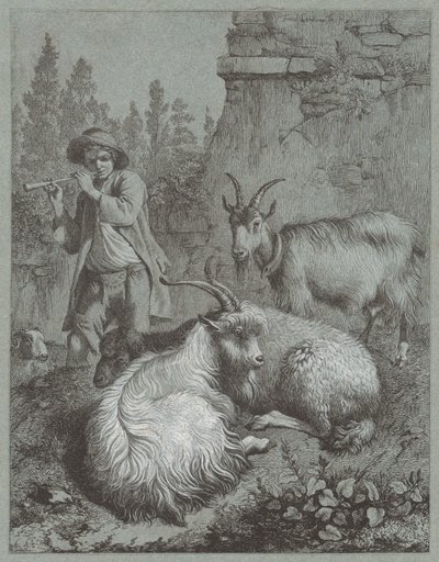 Pasterz grający na flecie z kozami, 1764. autorstwa Francesco Londonio