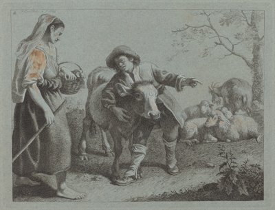 Pasterz wskazujący drogę do pasterki, 1762. autorstwa Francesco Londonio