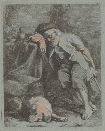 Śpiący starzec z psem, 1759. autorstwa Francesco Londonio