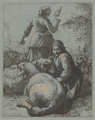Prządka i pasterz ze stadem, 17581759. autorstwa Francesco Londonio