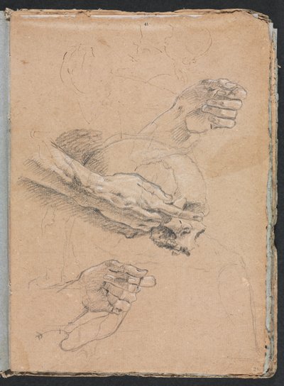 Szkicownik werona: Studium rąk i czaszki strona 21, 1760. autorstwa Francesco Lorenzi