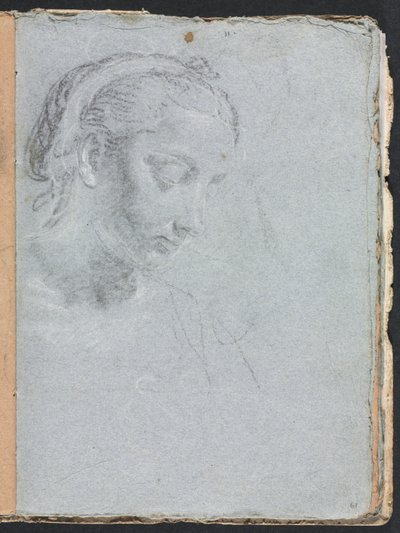 Szkicownik Verona: Głowa i ramiona kobiety strona 61, 1760. autorstwa Francesco Lorenzi
