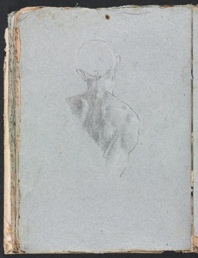 Szkicownik Verona: Naga męska głowa i ramiona od tyłu, strona 62, 1760. autorstwa Francesco Lorenzi