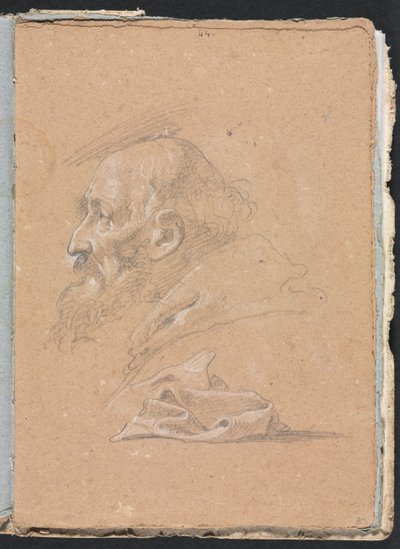 Szkicownik werona: Mnich z profilu z draperią strona 87, 1760. autorstwa Francesco Lorenzi