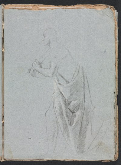 Szkicownik Verona: Stojący mężczyzna z draperią, strona 19, 1760. autorstwa Francesco Lorenzi