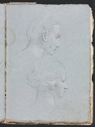 Szkicownik Verona: Dwie głowy strona 85, 1760. autorstwa Francesco Lorenzi