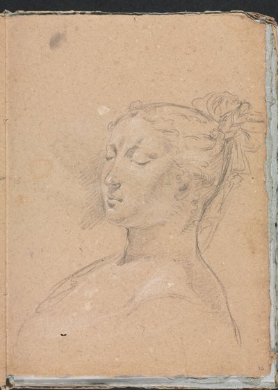 Szkicownik Verona: Kobieta z zamkniętymi oczami strona 15, 1760. autorstwa Francesco Lorenzi