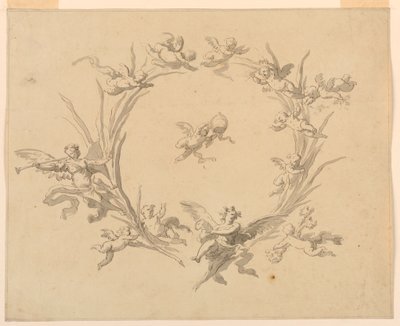 Rysunek, Studium dekoracji freskowej, Pałac Kwirynalski, Rzym, 1815-16 autorstwa Francesco Manno