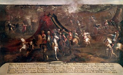 Wojna o Candia (Kreta): „”bitwa pomiędzy flotą wenecką Francesco Morosiniego (1619-1694) a flotą turecką uciekającą w 1650”””(Wojna kreteńska (1645-69): bitwa pomiędzy flotą wenecką a turecką w 1650) Obraz Francesco Montiego dit il Bresciani autorstwa Francesco Monti
