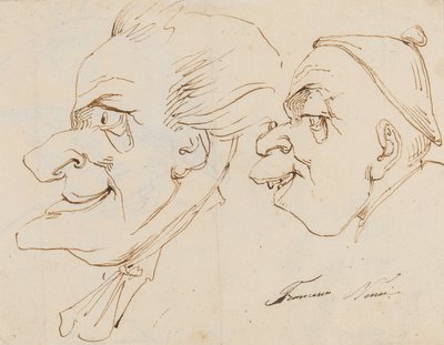 Strona z karykaturami (ołówek, długopis i tusz na papierze) autorstwa Francesco Nenci