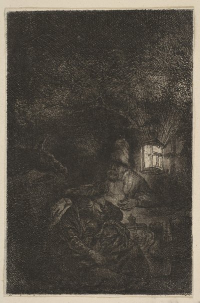 Reszta w locie do Egiptu: odwrócona kopia Night Piece, koniec XVIII-połowa XIX wieku. autorstwa Francesco Novelli
