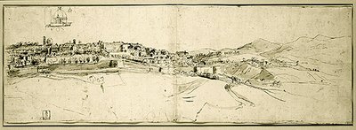 Widok na Rzym (pióro i atrament i pranie na papierze) autorstwa Francesco Panini